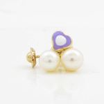 14K Yellow gold Heart pearl stud earrings for Children/Kids web156 4