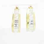 Womens 10k Yellow gold White cz hoop earring ELMI17 2