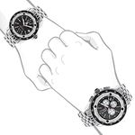 Matching His and Hers Centorum Chronograph Real Diamond Watch Set 1.05ct Black 4