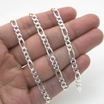 Silver Figaro link chain Necklace BDC90 4