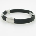 Stainless Steel and Black Rubber Bracelet With Cross 2