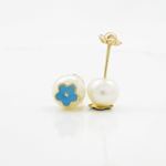 14K Yellow gold Pearl flower stud earrings for Children/Kids web5 4