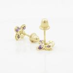 14K Yellow gold Flower cz stud earrings for Children/Kids web425 4