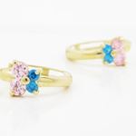 14K Yellow gold Butterfly cz hoop earrings for Children/Kids web323 2