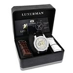 Luxurman Mens Genuine Diamond Watch 0.25ct Leather Watch Band Large Heavy 4