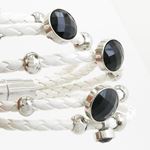 Womens white band black stone braided bracelet CBBR3 8 inches long and 83mm wide 4