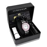 Luxurman Womens Real Diamond Pink Watch 0.25ct MOP Interchangeable Straps 4