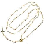 10K 3 TONE Gold HOLLOW ROSARY Chain - 30 Inches Long 3.51MM Wide 2