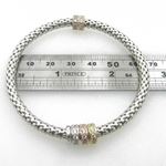 Ladies .925 Italian Sterling Silver white fancy italian primavera bracelet Diameter - 2.55 inches 4