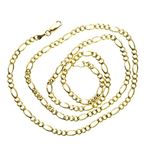 14K YELLOW Gold SOLID FIGARO Chain - 24 Inches Long 3.6MM Wide 2