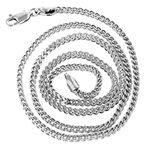 10k White Gold Hollow Franco Chain 2.5mm Wide Necklace with Lobster Clasp 20 inches long 2