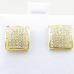 Mens .925 sterling silver Yellow 7 row square earring MLCZ98 5mm thick and 10mm wide Size 2