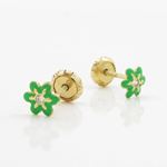 14K Yellow gold Flower cz stud earrings for Children/Kids web22 4