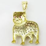 Mens 10k Yellow gold Red and white gemstone bulldog charm EGP57 4