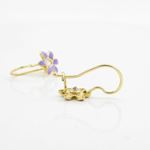 14K Yellow gold Flower cz hoop earrings for Children/Kids web34 4