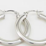 Round silver diamond cut hoop earring SB78 30mm tall and 29mm wide 2