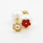 14K Yellow gold Pearl flower stud earrings for Children/Kids web1 2