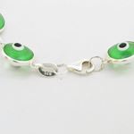 Womens Sterling silver Green evil eye bracelet 2