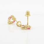 14K Yellow gold Heart fancy cz stud earrings for Children/Kids web439 4