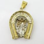 Mens 10k Yellow gold White gemstone jesus horse shoe charm EGP41 4