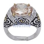 "Ladies .925 Italian Sterling Silver Spring citrine synthetic gemstone ring SAR7 6