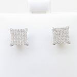 Mens .925 sterling silver White 6 row square earring MLCZ42 5mm thick and 8mm wide Size 2