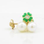 14K Yellow gold Flower pearl stud earrings for Children/Kids web90 4