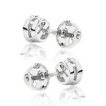 Platinum Natural Round Diamond Bezel Stud Earrin-2