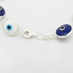 Womens Sterling silver White and blue evil eye bracelet 2