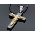 Jesus Christ on Cross Ceramic Stainless Steel with Rubber Chain 2
