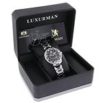 Luxurman Galaxy Midsize Real Diamond Watch Black Ceramic 1.25ct Leather Band 4