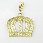 Mens 10k Yellow gold White and red gemstone crown charm EGP83 4