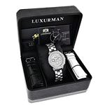 Ladies Diamond Watch Silver Tone 3ct Luxurman Diamond Watch Extra Leather Straps 4