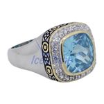 "Ladies .925 Italian Sterling Silver Baby blue synthetic gemstone ring SAR18 6