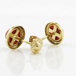 14K Yellow gold Round flower pearl stud earrings for Children/Kids web215 4