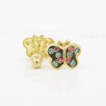 14K Yellow gold Thin butterfly cz stud earrings for Children/Kids web415 2