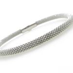 Ladies .925 Italian Sterling Silver white italian popcorn cuff bracelet Diameter - 2.75 inches 2
