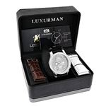 Luxurman Mens Diamond Watch 0.25 ct Freeze Black Genuine Leather Strap 4