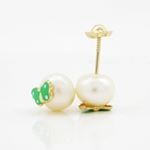 14K Yellow gold Butterfly pearl stud earrings for Children/Kids web83 4
