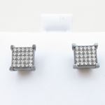 Mens .925 sterling silver Black and white 5 row square earring MLCZ47 5mm thick and 8mm wide Size 2