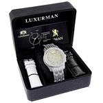 Luxurman Wrist Watches Mens Diamond Watch 1.25ct Polished Silver Stainless Steel 4