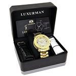 Luxurman Watch Mens Oversized Real Diamond Watch 0.75ct Yellow Gold Chronograph 4