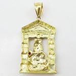 Mens 10k Yellow gold Red gemstone mary charm EGP52 4