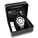 Midsize Luxurman Mens Genuine Diamond Watch 0.5ct with Two Leather Bands 4
