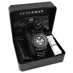 Luxurman Escalade Mens Oversized Real Black Diamond Chronograph Watch 4.75ct 4