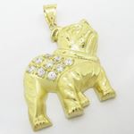 Mens 10k Yellow gold White gemstone bulldog charm EGP56 2