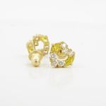 14K Yellow gold Heart fancy cz stud earrings for Children/Kids web438 2