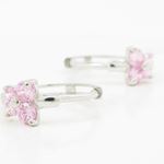 14K White gold Butterfly cz hoop earrings for Children/Kids web331 2