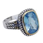 "Ladies .925 Italian Sterling Silver Baby blue synthetic gemstone ring SAR27 6