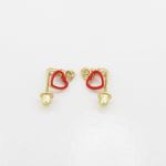 14K Yellow gold Open heart cz chandelier earrings for Children/Kids web411 4